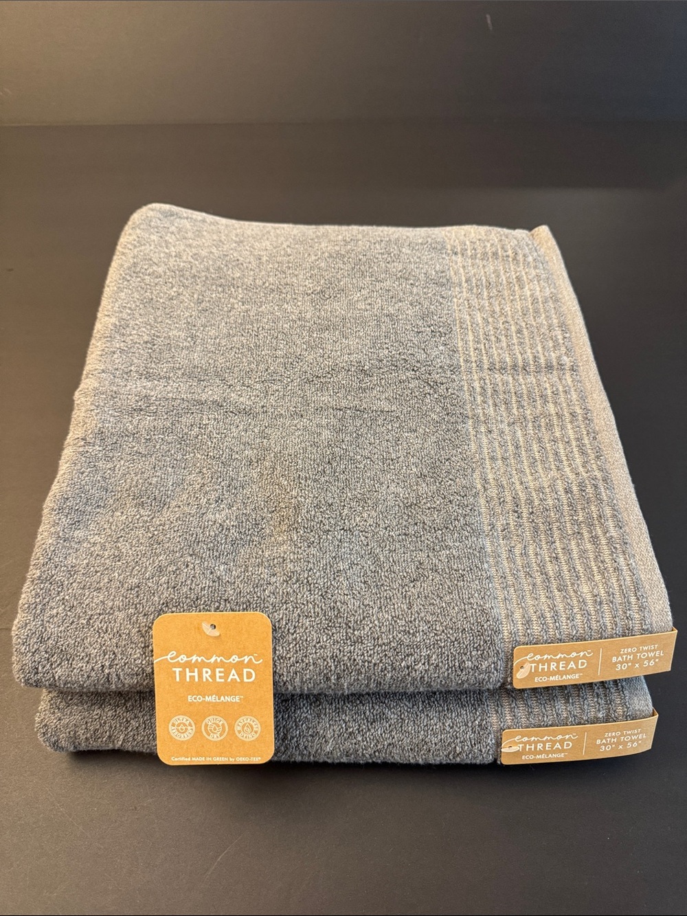 9pc COMMON THREAD Eco-Melange Quick Dry Zero Twist Bath Towel Set - Gray - Picture 3 of 10